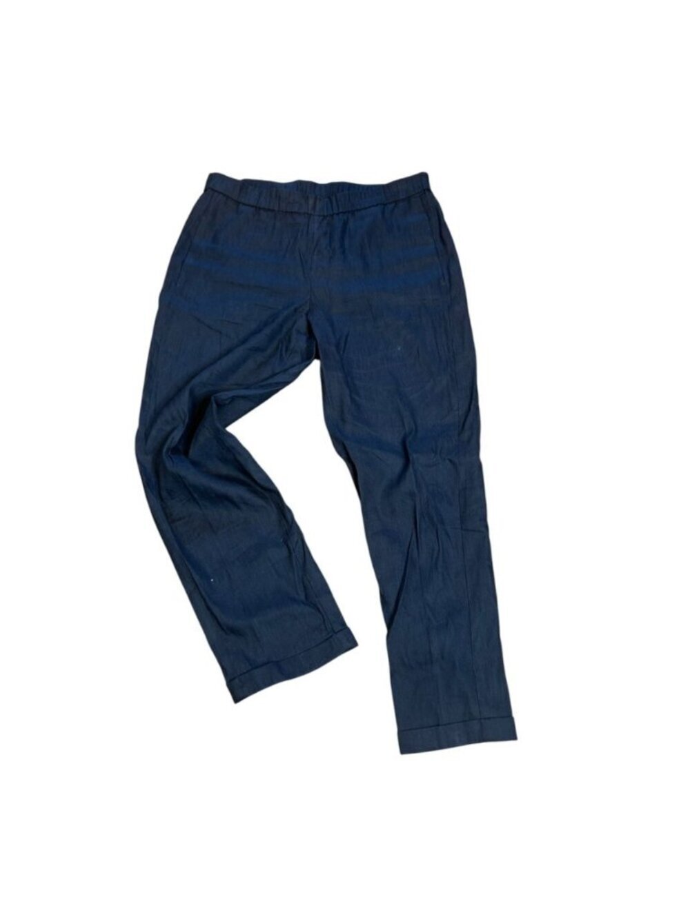 J. Jill Linen Stretch Navy Blue Pull on Pants Cuffed Size Medium